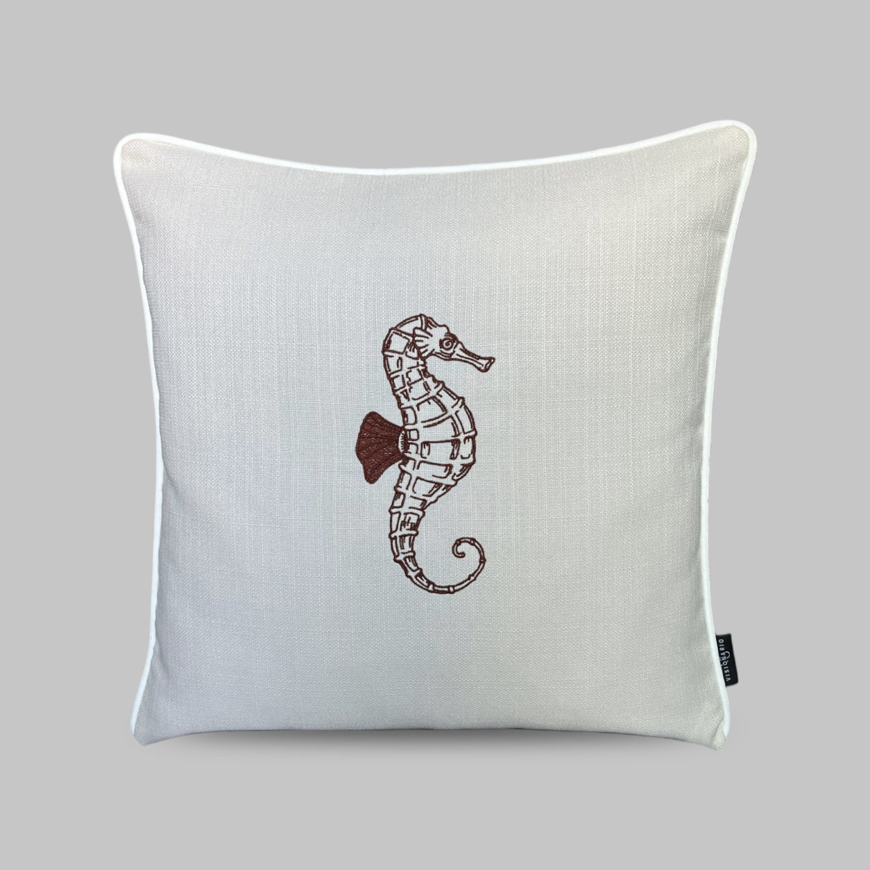 Nakışlı Deniz Atı Desenli Outdoor Dokuma Kırlent Kılıfı